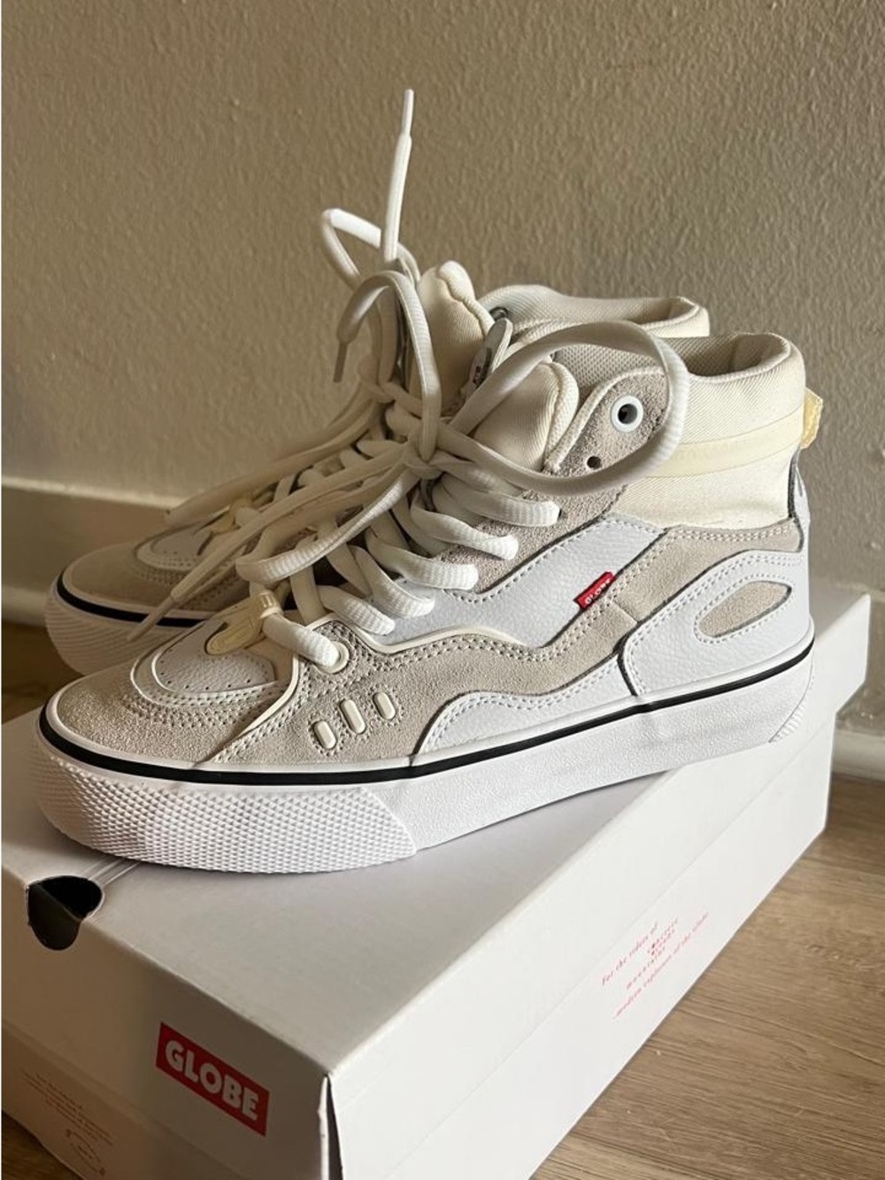Globe Women's High-Top Sneakers in White and Cream